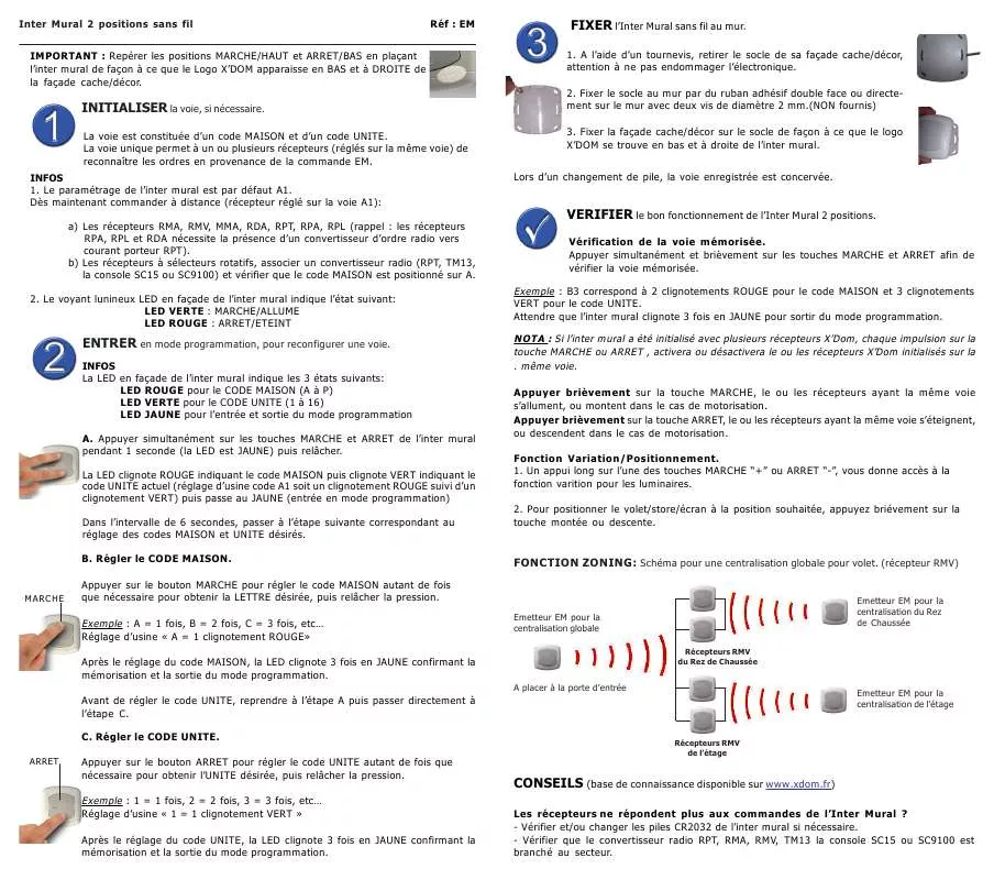 Mode d'emploi X10 EM