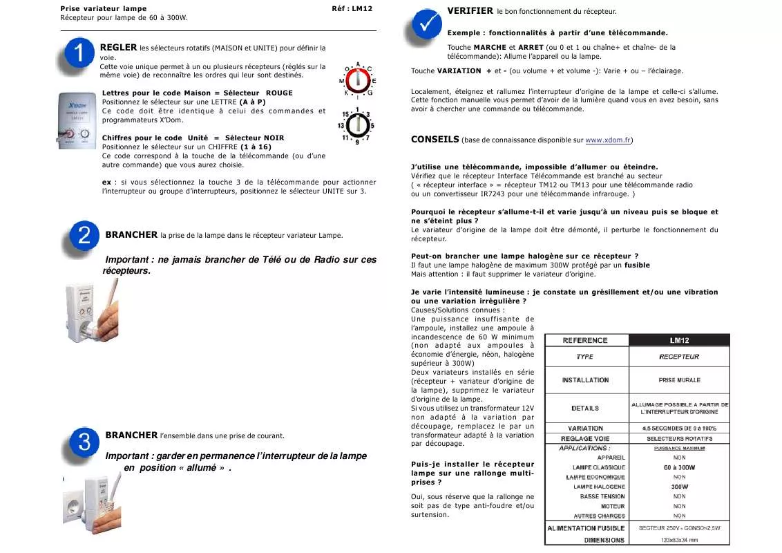 Mode d'emploi X10 LM12