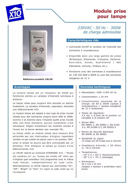 Mode d'emploi X10 LM12E