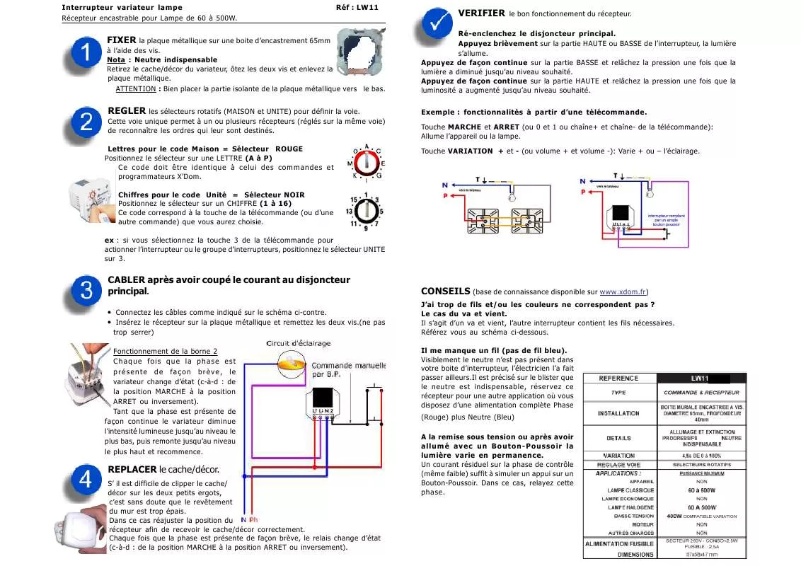 Mode d'emploi X10 LW11