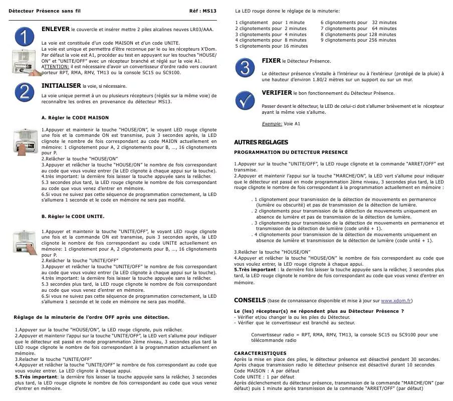 Mode d'emploi X10 MS13