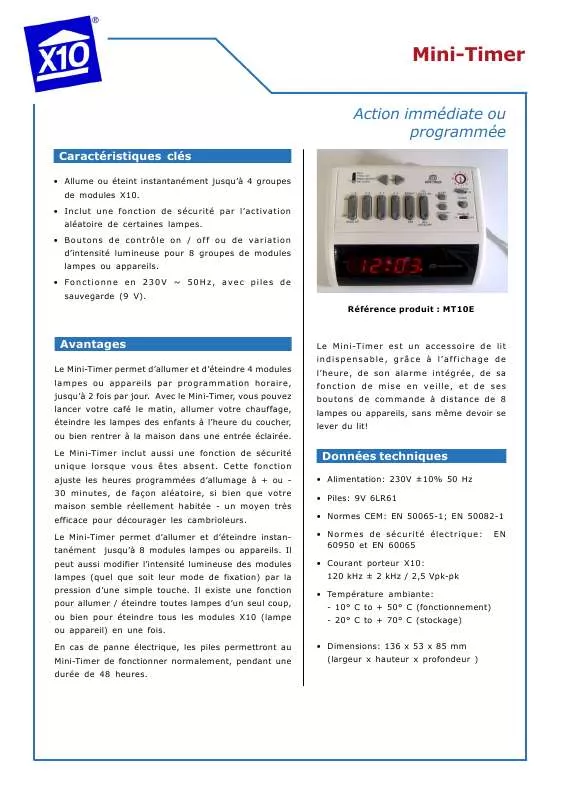 Mode d'emploi X10 MT10E