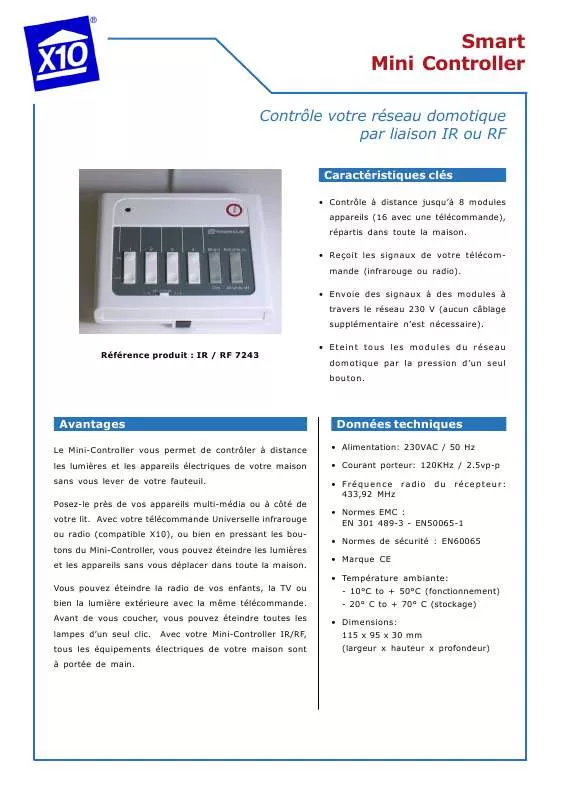 Mode d'emploi X10 RF7243