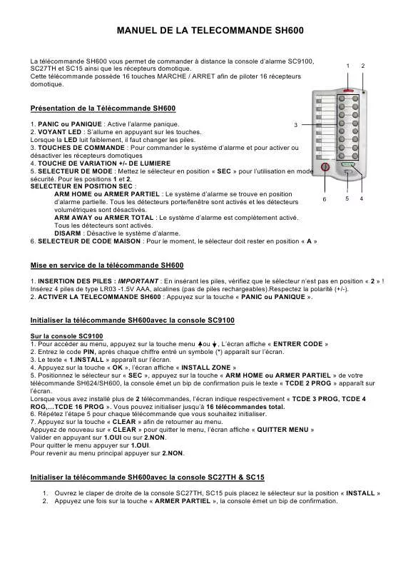 Mode d'emploi X10 SH600