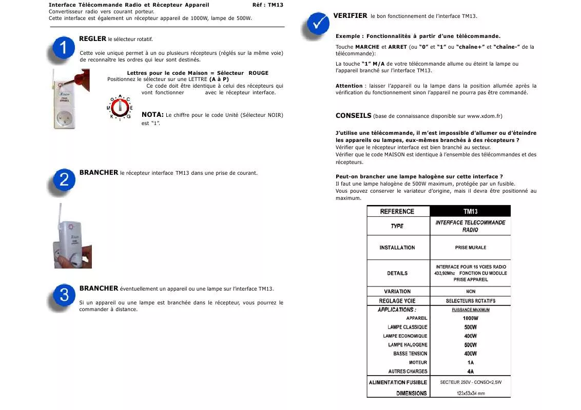 Mode d'emploi X10 TM13