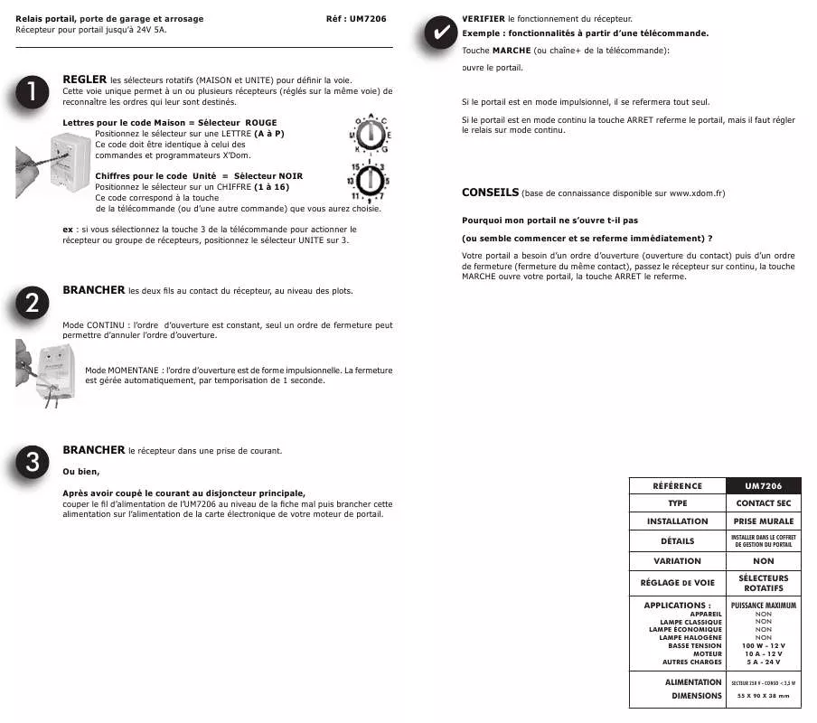 Mode d'emploi X10 UM7206