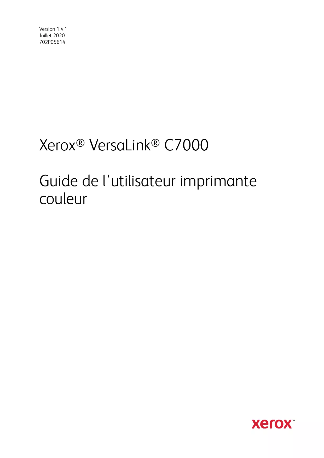 Mode d'emploi XEROX C7000V