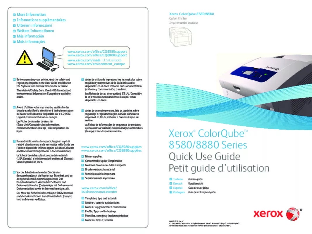 Mode d'emploi XEROX COLORQUBE 8580