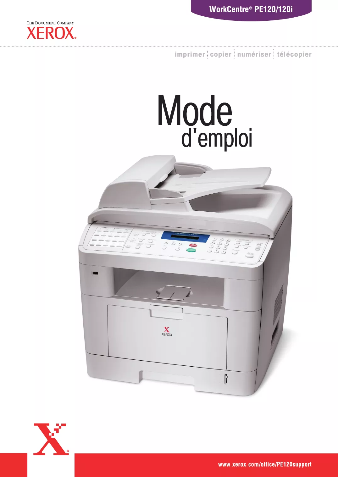 Mode d'emploi XEROX WORKCENTRE PE120