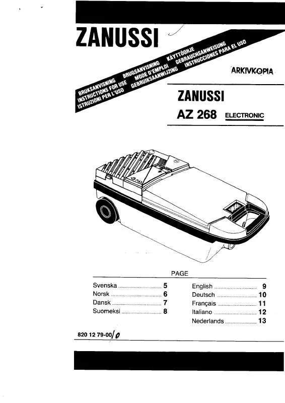 Mode d'emploi ZANUSSI AZ268