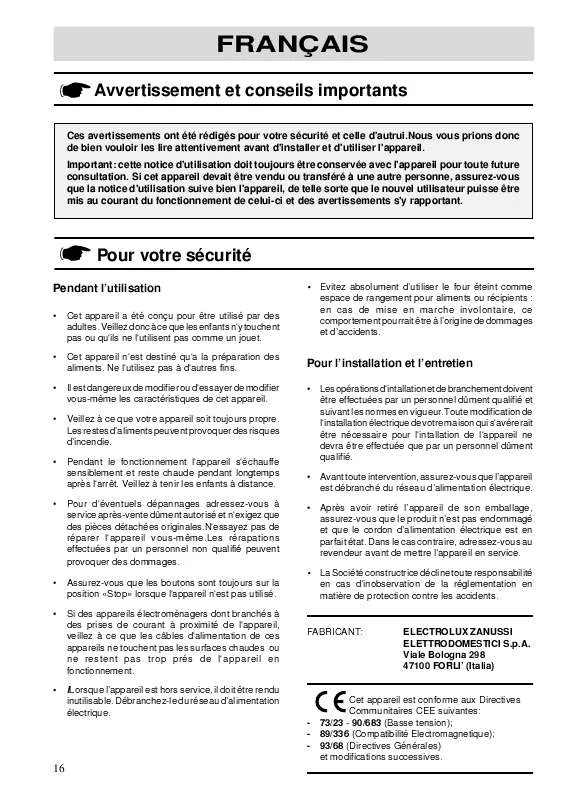 Mode d'emploi ZANUSSI BMS641N