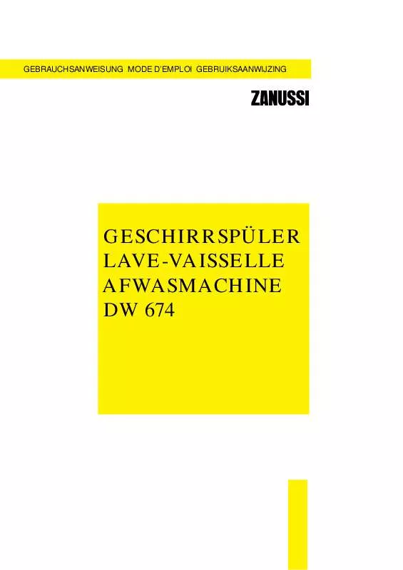 Mode d'emploi ZANUSSI DW674