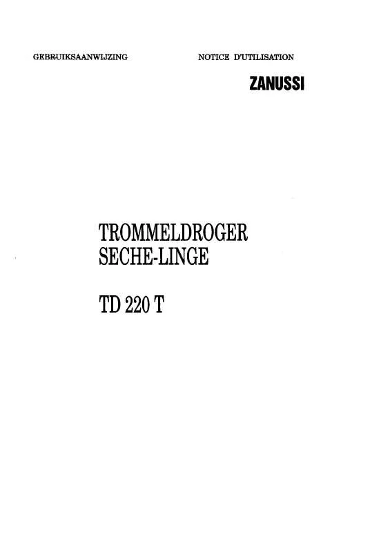 Mode d'emploi ZANUSSI TD220T