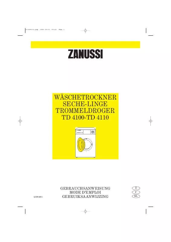 Mode d'emploi ZANUSSI TD4110