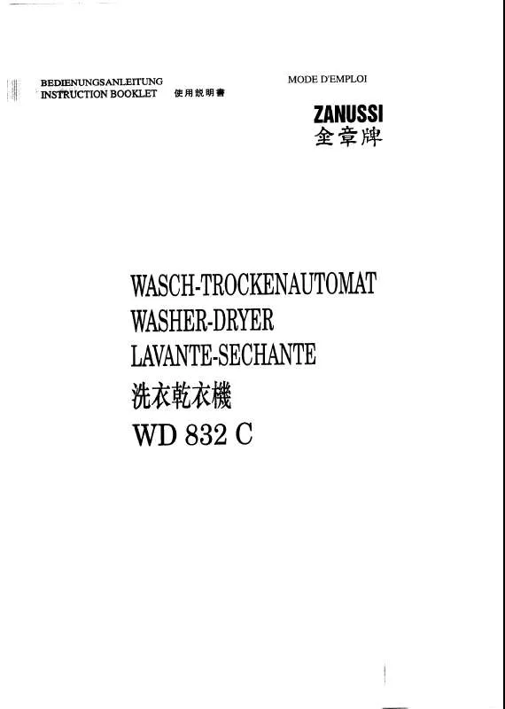 Mode d'emploi ZANUSSI WD832C