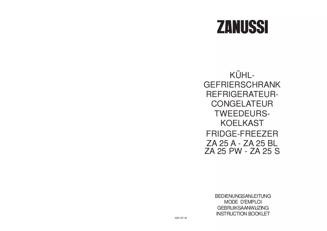 Mode d'emploi ZANUSSI ZA25A,BL,S,W