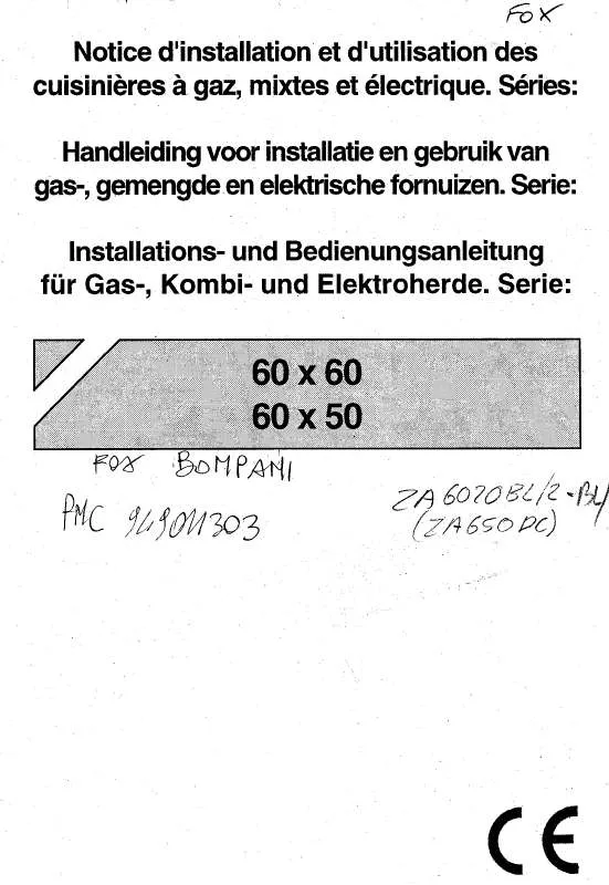 Mode d'emploi ZANUSSI ZA6020BL/1