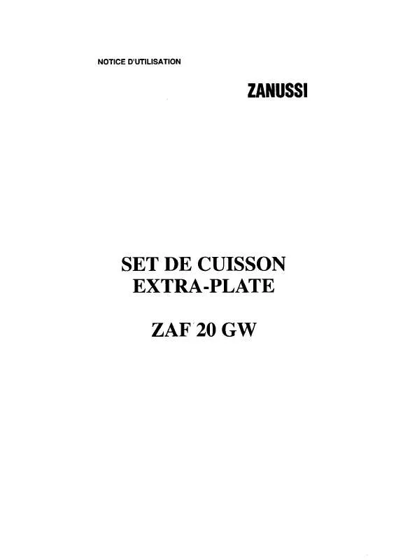 Mode d'emploi ZANUSSI ZAF20GX1