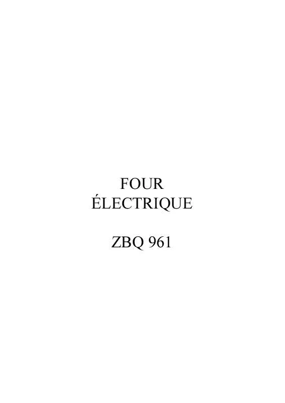 Mode d'emploi ZANUSSI ZBQ961SN