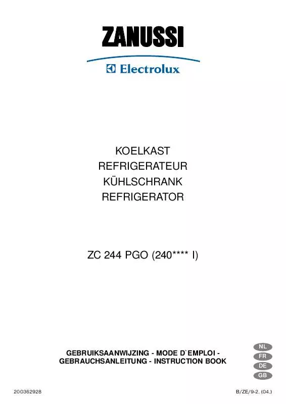 Mode d'emploi ZANUSSI ZC 244 PGO