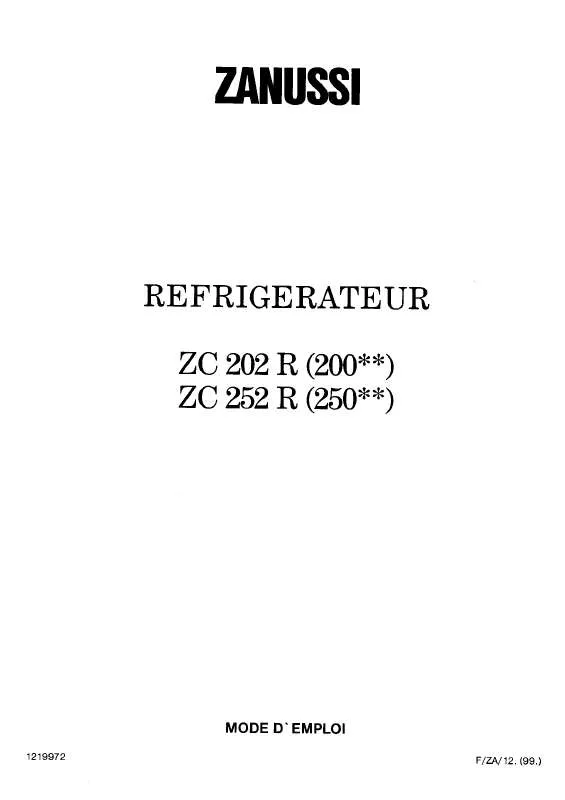 Mode d'emploi ZANUSSI ZC252R
