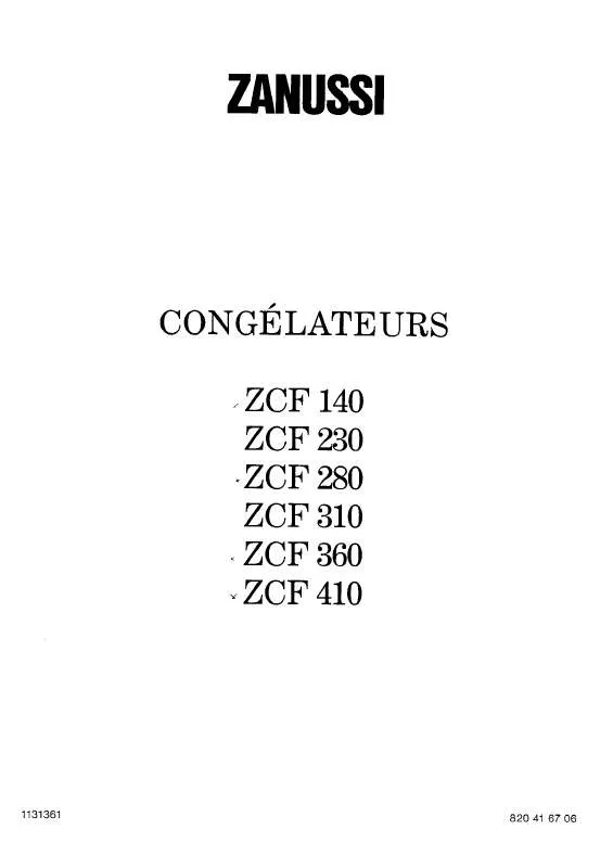 Mode d'emploi ZANUSSI ZCF280