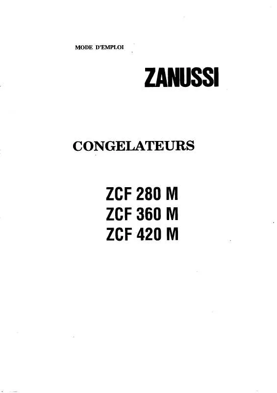 Mode d'emploi ZANUSSI ZCF420M