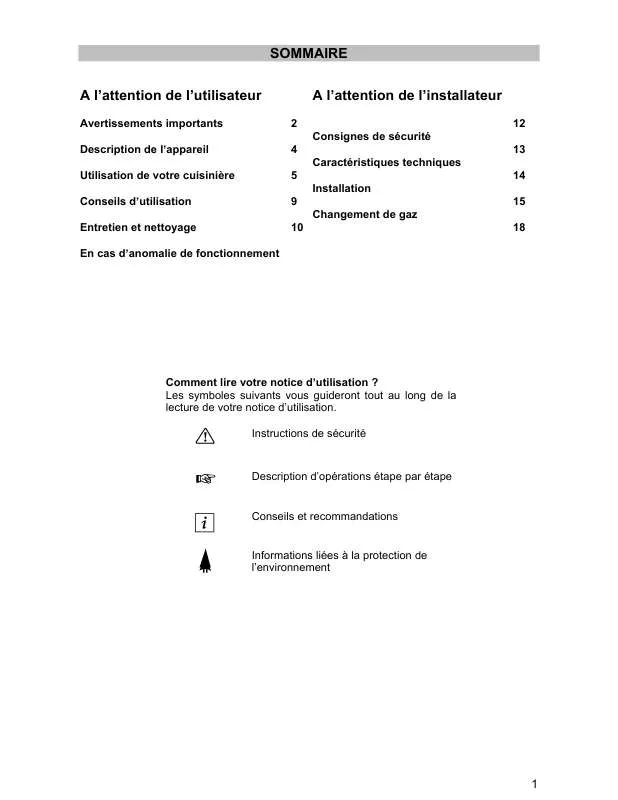 Mode d'emploi ZANUSSI ZCG5210TW