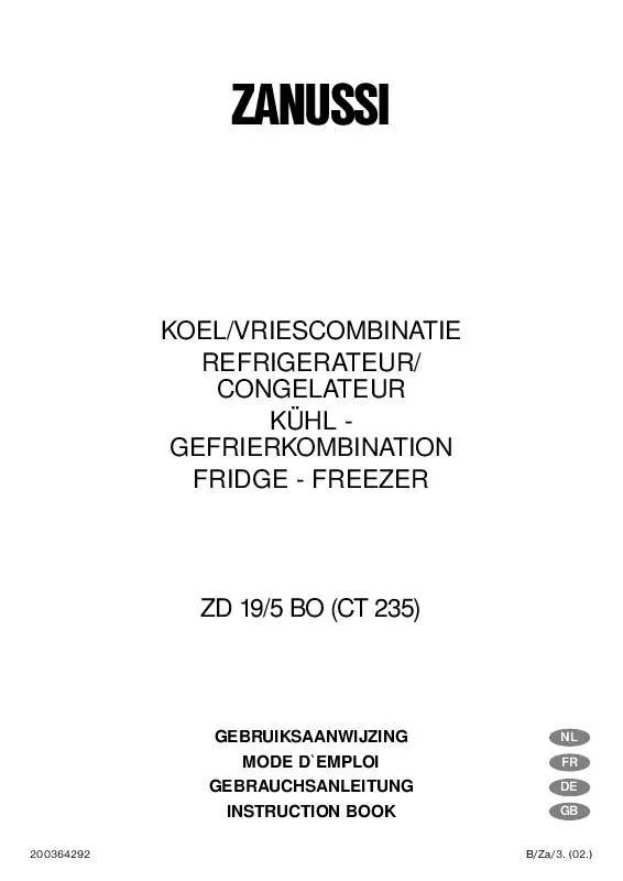 Mode d'emploi ZANUSSI ZD 19/5 BO