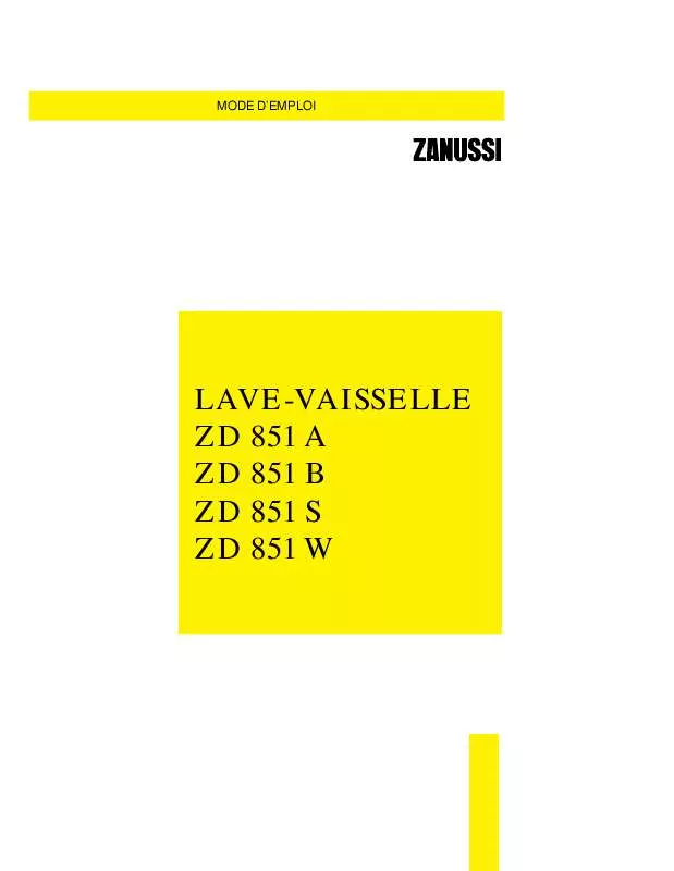 Mode d'emploi ZANUSSI ZD851W