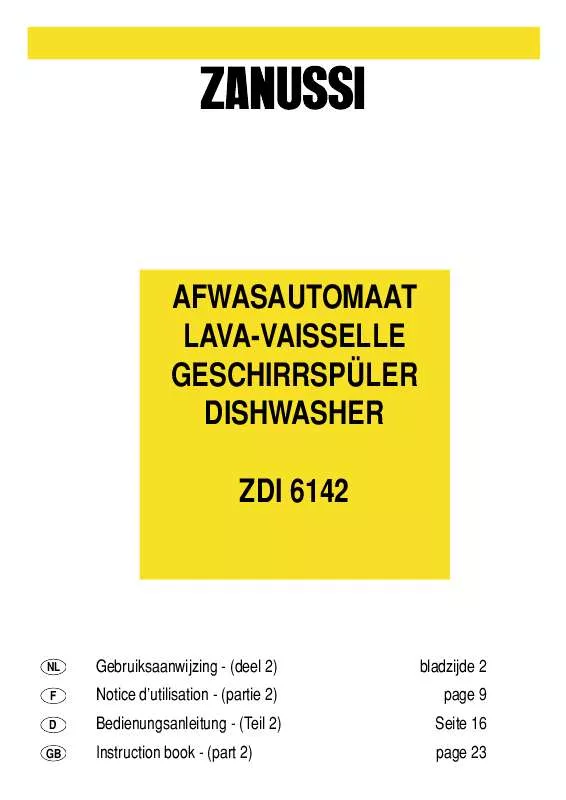 Mode d'emploi ZANUSSI ZDI6142N