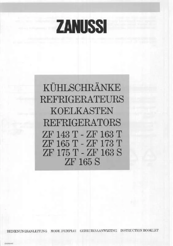 Mode d'emploi ZANUSSI ZF173T
