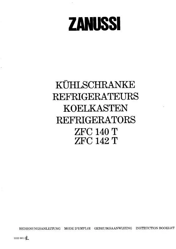 Mode d'emploi ZANUSSI ZFC142T