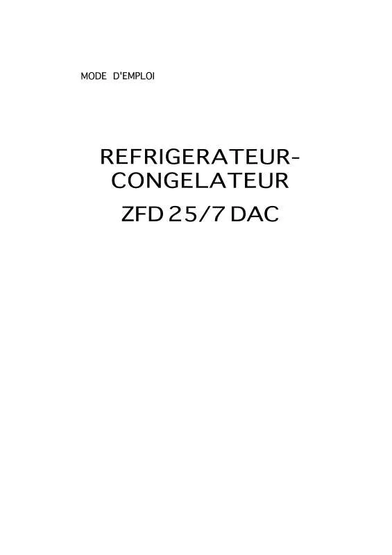 Mode d'emploi ZANUSSI ZFD25/7DAC