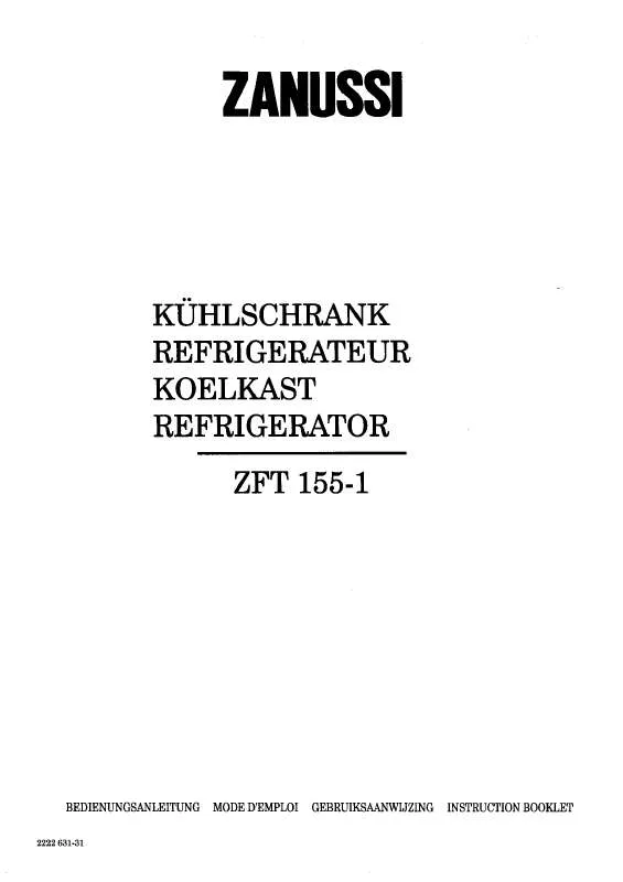 Mode d'emploi ZANUSSI ZFT155-1