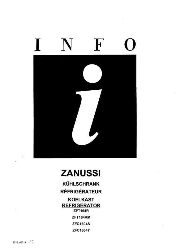 Mode d'emploi ZANUSSI ZFT164R