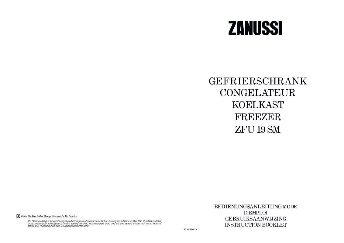 Mode d'emploi ZANUSSI ZFU19SM