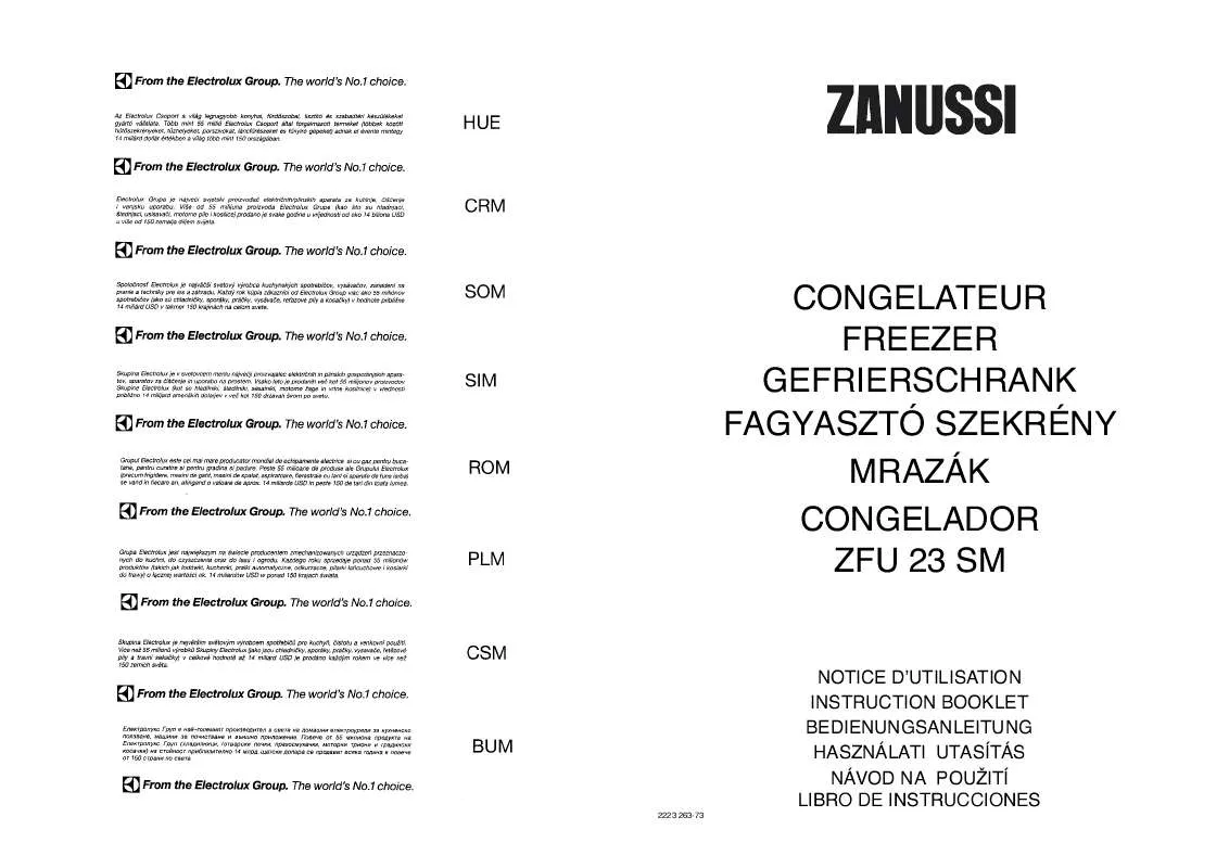 Mode d'emploi ZANUSSI ZFU23SM