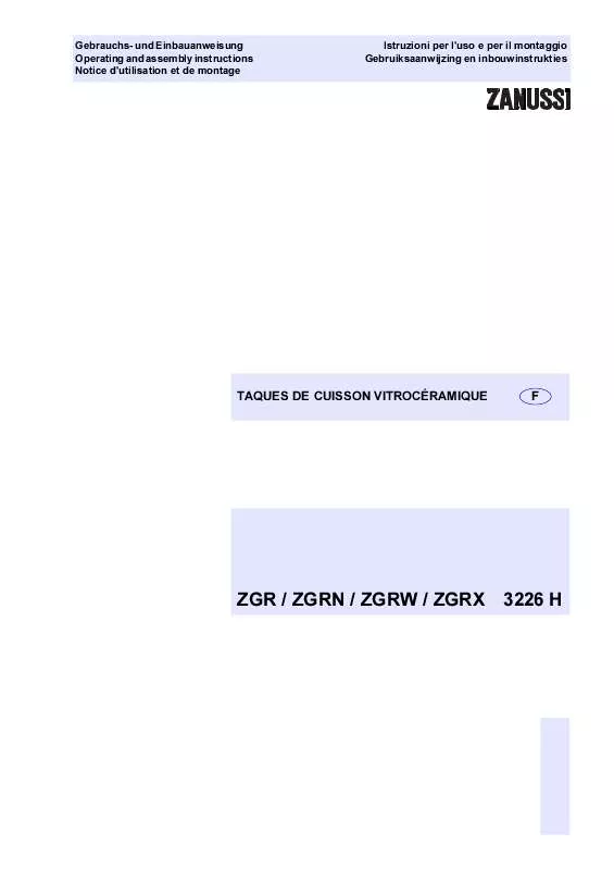 Mode d'emploi ZANUSSI ZGRN3226H