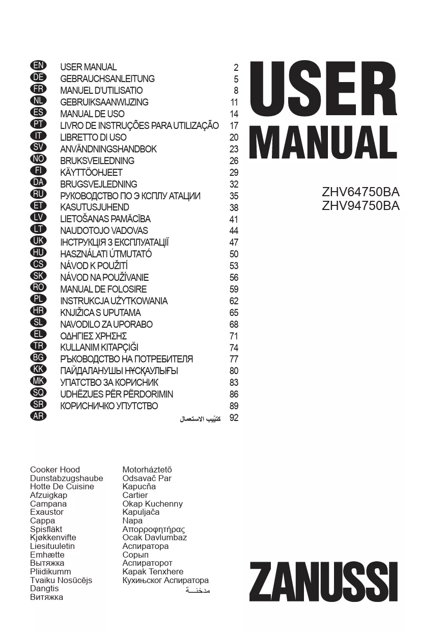 Mode d'emploi ZANUSSI ZHV64750BA