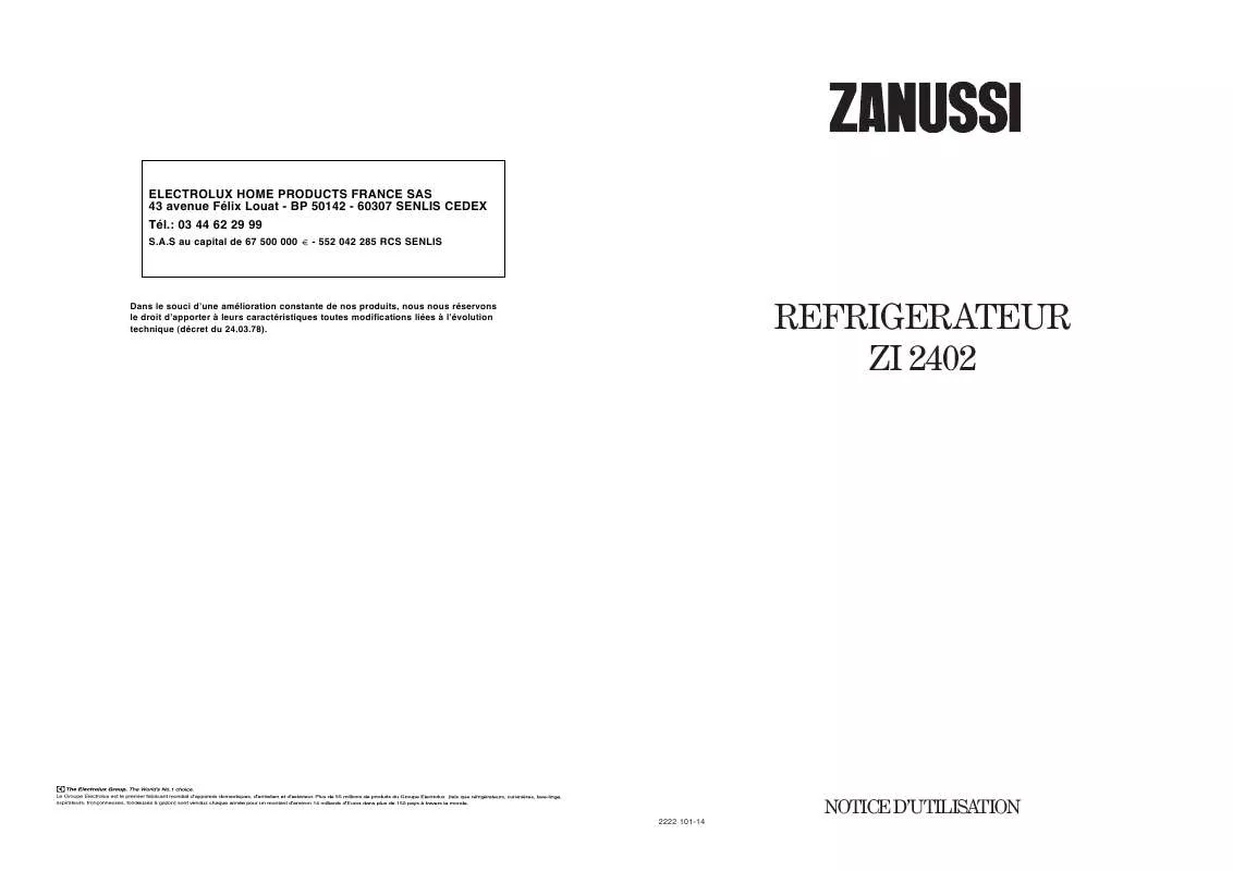 Mode d'emploi ZANUSSI ZI2402