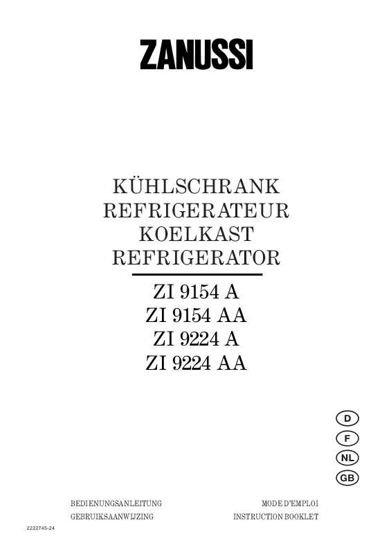 Mode d'emploi ZANUSSI ZI9154A