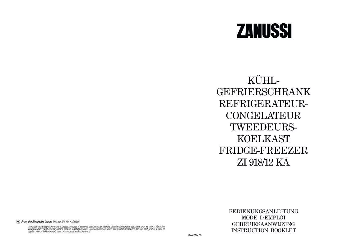 Mode d'emploi ZANUSSI ZI918/12KA