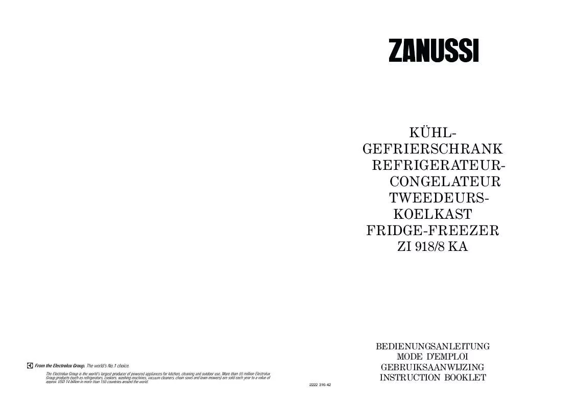 Mode d'emploi ZANUSSI ZI918/8KA