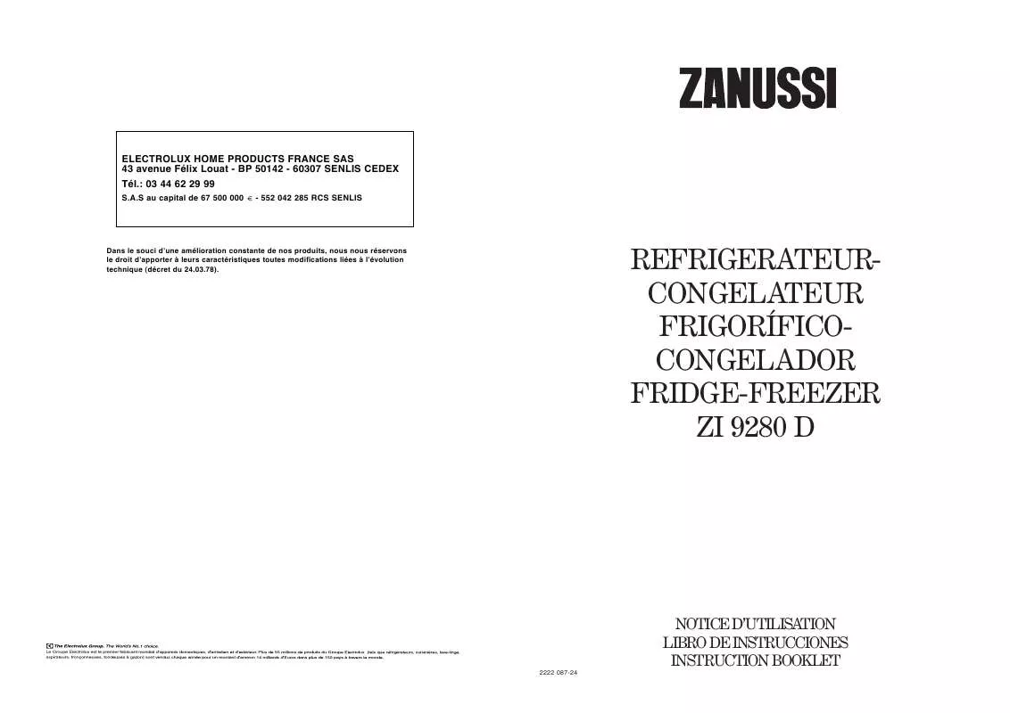 Mode d'emploi ZANUSSI ZI9280D