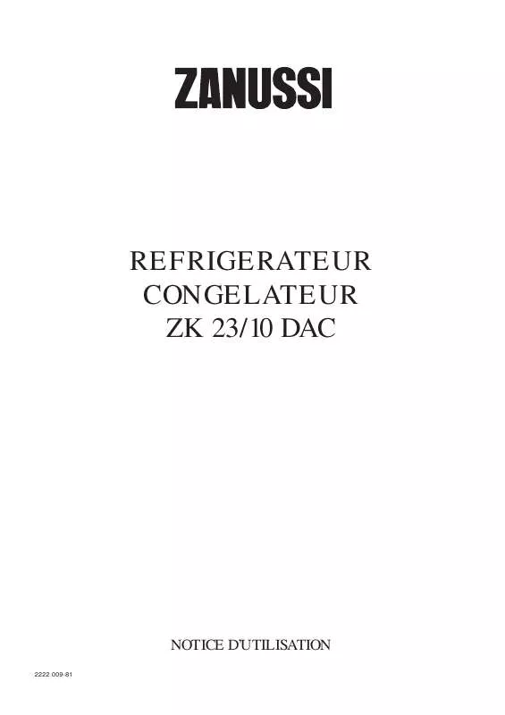 Mode d'emploi ZANUSSI ZK23/10DAC