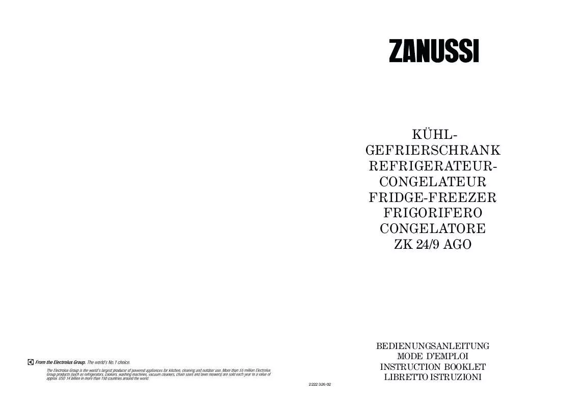 Mode d'emploi ZANUSSI ZK24/9AGO