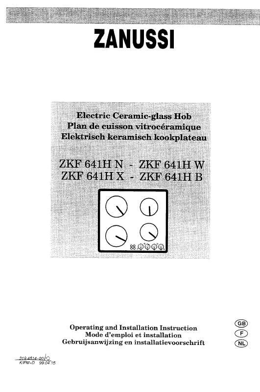 Mode d'emploi ZANUSSI ZKF641HN