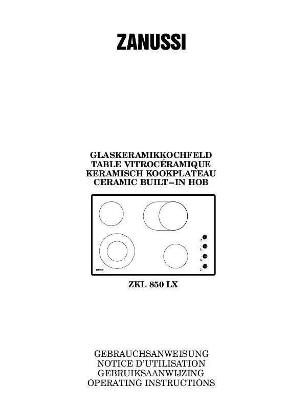 Mode d'emploi ZANUSSI ZKL 850 LX