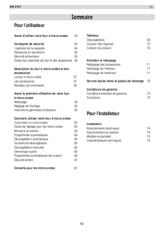 Mode d'emploi ZANUSSI ZM24STN